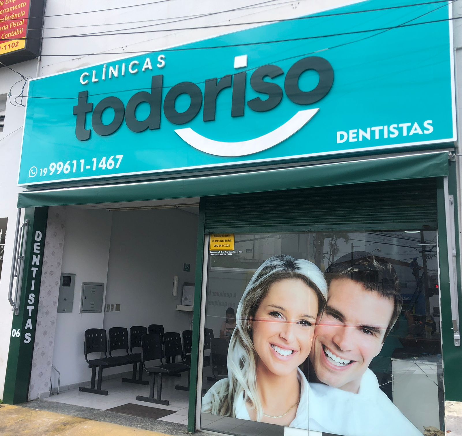 Fachada da Todoriso: dentista em Mogi Guaçu e prótese protocolo em Mogi Guaçu